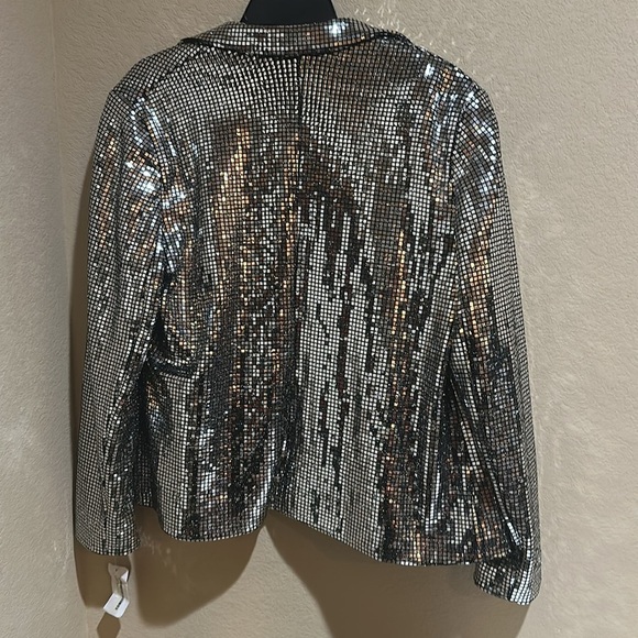 Wallis Silver Mirror Sequin Blazer size 16 - Picture 5 of 10